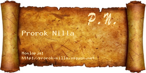 Prorok Nilla névjegykártya